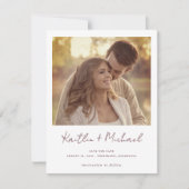 Merlot Modern Handwriting Photo Wedding Save The Date (Voorkant)