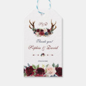 Merlot Navy Blauw Bloem Bruiloft Cadeaulabel (Voorkant)