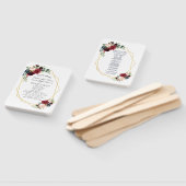 Merlot Navy Blue Floral Gold Lijst Wedding Program Handwaaier (Niet-gemonteerd)
