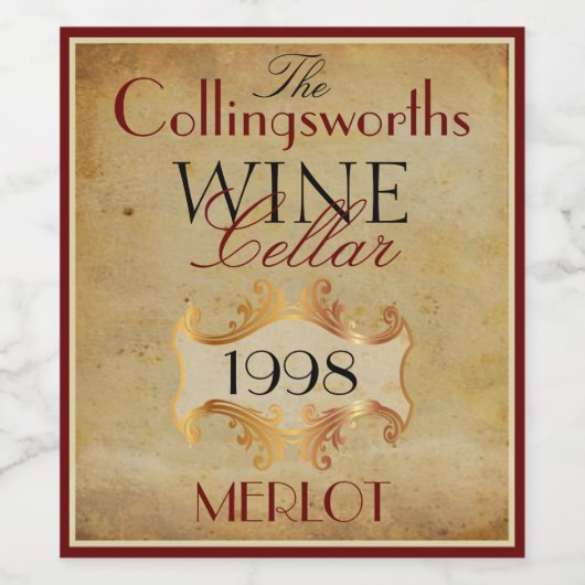 Merlot rouge bouteille de vin Étiquette personnali (Étiquettes simples)