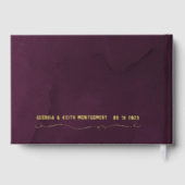 Merlot Waterverf Gold Script Elegant Wedding Gastenboek (Achterkant)