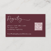 Merlot Wine Wedding Registry Modern QR Code Enclos Informatiekaartje (Voorkant)