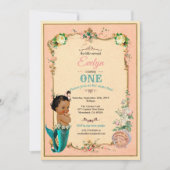 Mermaid 1er anniversaire invitation rose (Devant)