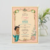 Mermaid 1er anniversaire invitation rose (Debout devant)