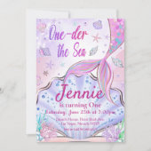 Mermaid 1st Birthday ONEder Zee Party Kaart (Voorkant)