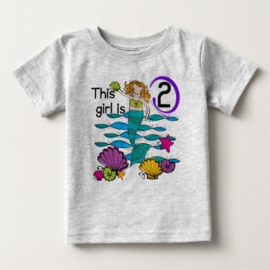 Mermaid 2e Anniversaire Tshirts et cadeaux (Devant)