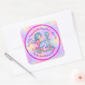 Mermaid 2e verjaardag: De verandering geeft Tekst  Vierkante Sticker (Envelop)