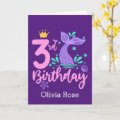 Mermaid 3rd Birthday Kaart (Gele Bloem)