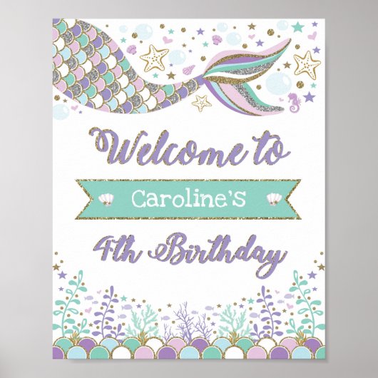 Mermaid 4e anniversaire Affiche de bienvenue sous (Devant)