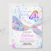 Mermaid 4e anniversaire Invitation Un FOUR Gettabl (Devant)