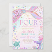 Mermaid 4Th Birthday Invitation (Devant)