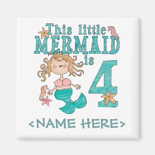 Mermaid 4th Birthday Magneet