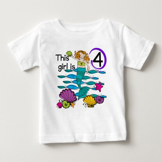 Mermaid 4th Birthday Tshirts and Gifts (Devant)