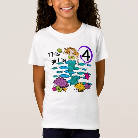 Mermaid 4th Birthday Tshirts en cadeaus (Voorkant)