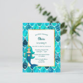 Mermaid 9e anniversaire invitation turquoise (Debout devant)