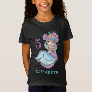 Mermaid à l'eau douce avec T-shirt d'anniversaire