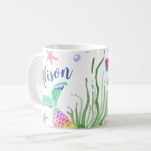 Mermaid aangepaste naam Mok (Voorkant links)