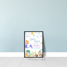 Mermaid Affiche de bienvenue fête d'anniversaire