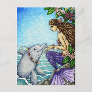 Mermaid and Dolphin Friend Briefkaart