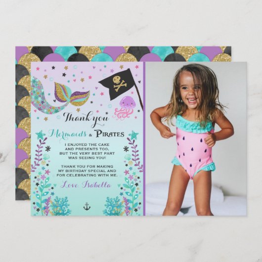 Mermaid and Pirate - Hartelijk dank voor uw kaart (Voorkant / Achterkant)