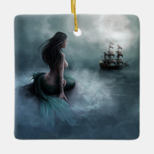 Mermaid and Pirate Ship Keramisch Ornament