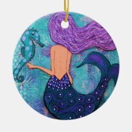 Mermaid and Seahorse Ornament