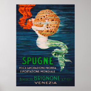 Mermaid and Sponge  Advertisement Poster