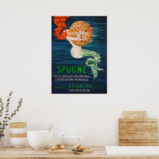 Mermaid and Sponge  Advertisement Poster (Keuken)