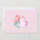 Mermaid and Unicorn Magical Birthday Invitation Kaart (Achterkant)