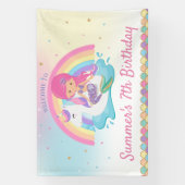 Mermaid and Unicorn Pool Birthday Welcome Spandoek (Verticaal)