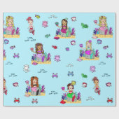 Mermaid and Zee Creatures Girl's Gift Wrap Cadeaupapier (Vlak)