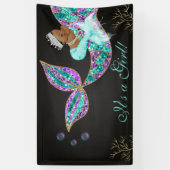 Mermaid Anniversaire Bannière Afro-Américaine (Vertical)