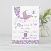 Mermaid Anniversaire Fête Invitation Purple & Gold (Debout devant)