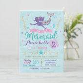 Mermaid Anniversaire Fête Invitation Purple Rose O (Debout devant)