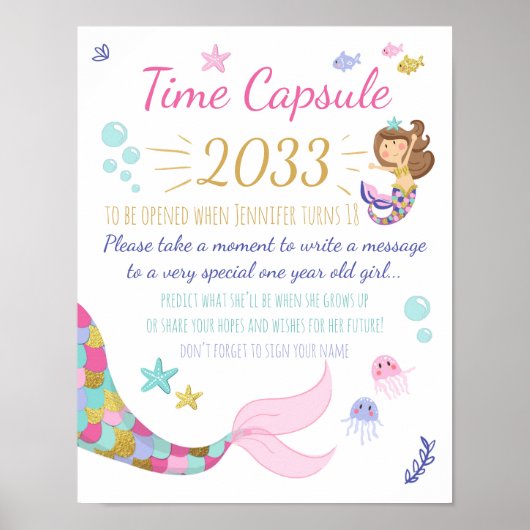 Mermaid Anniversaire livre d'or Time Capsule signe (Devant)