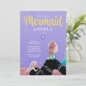 Mermaid Anniversaire Purple Invitation (Debout devant)