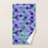 Mermaid Aqua bleu Turquoise violet | Monogramme + (Serviette à main)