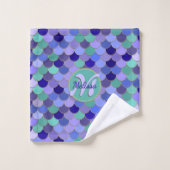 Mermaid Aqua bleu Turquoise violet | Monogramme + (Gant de toilette)