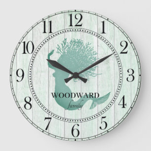 Mermaid Aqua Blue Beach Wood Lake House Grote Klok