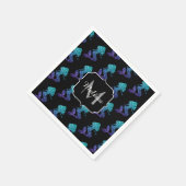 Mermaid aqua blue ombre Sparkles Monogram Servet (Hoek)
