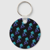 Mermaid aqua blue ombre Sparkles Monogram Sleutelhanger (Achterkant)