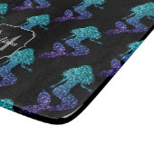 Mermaid aqua blue ombre Sparkles Monogram Snijplank (Hoek)