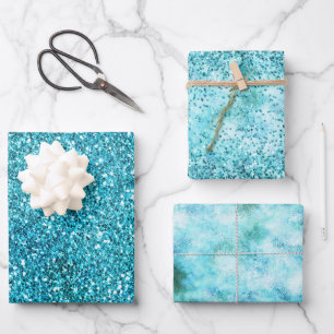 Mermaid Aqua Glitz Glitter Inpakpapier Vel