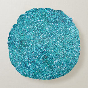 Mermaid Aqua Glitz Glitter Rond Kussen