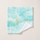 Mermaid Aqua Gold Sparkle Bad Handdoek (Wasdoekje)