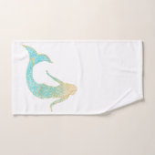 Mermaid Aqua Gold Sparkle Bad Handdoek (Handdoek)
