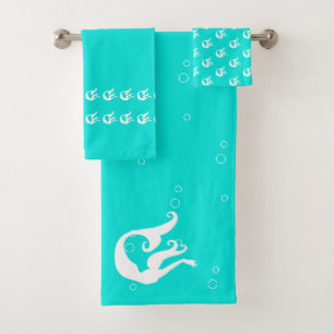 Mermaid Aqua Turquoise bleu et blanc