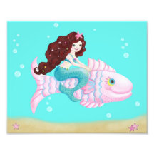 Mermaid art print voor kinderen