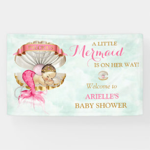 Mermaid Baby Clam Shell Tiara Pearls Gold Pink Spandoek