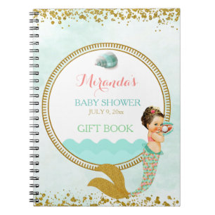 Mermaid Baby Girl Peach Mint Gold Coral Aqua Notitieboek